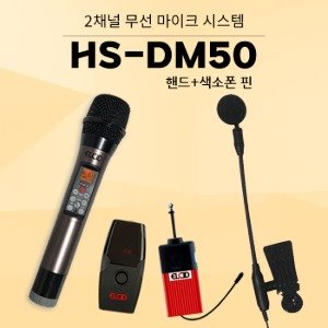 HS-DM50 2채널 올인원 에코 무선 마이크(핸드+색소폰핀)